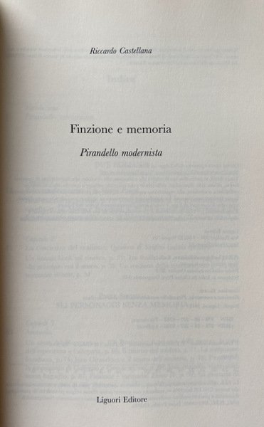 FINZIONE E MEMORIA. PIRANDELLO MODERNISTA