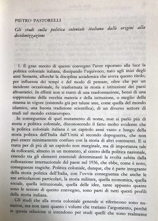 FONTI E PROBLEMI DELLA POLITICA COLONIALE ITALIANA. Atti del convegno …