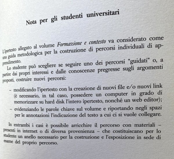 FORMAZIONE E CONTESTO. ITINERARI TEORICI E PERCORSI ANTOLOGICI. CON FLOPPY …