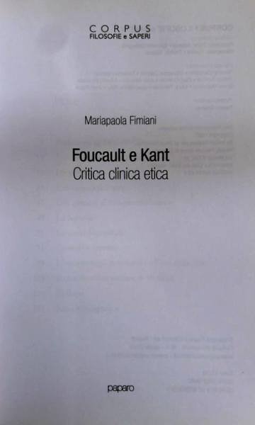 FOUCAULT E KANT. CRITICA CLINICA ETICA