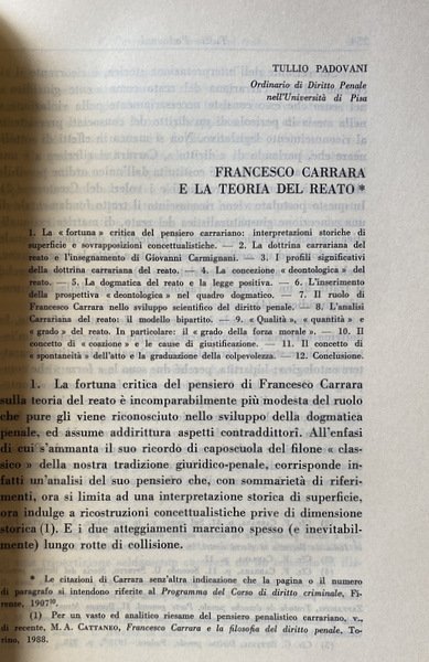 FRANCESCO CARRARA NEL PRIMO CENTENARIO DELLA MORTE. ATTI DEL CONVEGNO …
