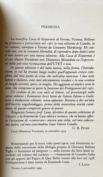 GAIO VALERIO CATULLO: IL LIBRO E I FRAMMENTI DEI POETI …