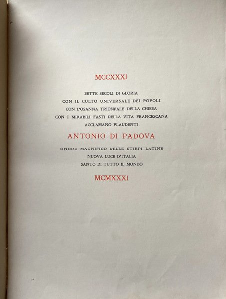 GAUDE, PADUA FELIX. SULLE ULTIME ORME DEL SANTO DI PADOVA …