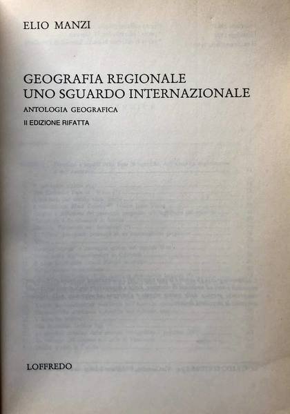 GEOGRAFIA REGIONALE. UNO SGUARDO INTERNAZIONALE