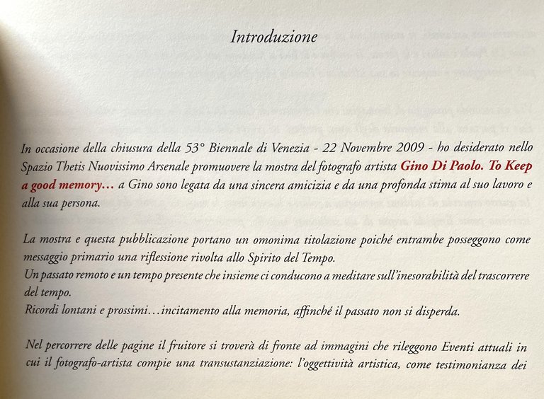 GINO DI PAOLO: TO KEEP A GOOD MEMORY