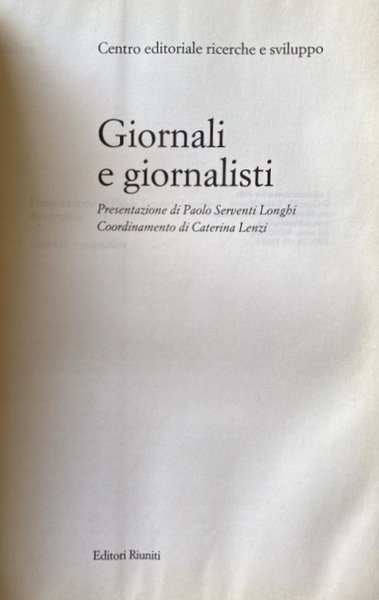 GIORNALI E GIORNALISTI
