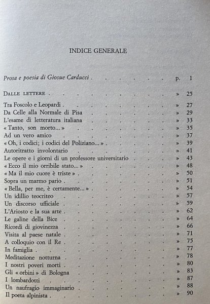 GIOSUÈ CARDUCCI: PROSE E POESIE. A CURA DI GIOVANNI GETTO …