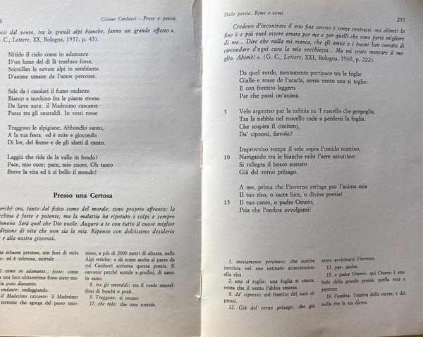 GIOSUÈ CARDUCCI: PROSE E POESIE. A CURA DI GIOVANNI GETTO …