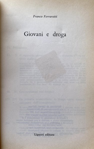 GIOVANI E DROGA