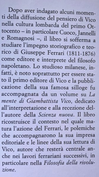 GIUSEPPE FERRARI EDITORE E INTERPRETE DI VICO