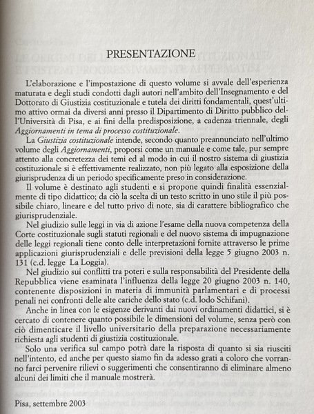 GIUSTIZIA COSTITUZIONALE