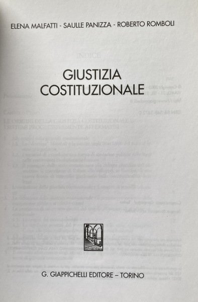 GIUSTIZIA COSTITUZIONALE