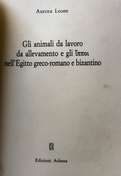 GLI ANIMALI DA LAVORO, DA ALLEVAMENTO E GLI IPPOI NELL'EGITTO …