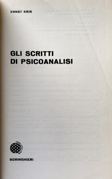 GLI SCRITTI DI PSICOANALISI