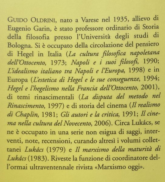 GYÖRGY LUKÁCS E I PROBLEMI DEL MARXISMO DEL NOVECENTO