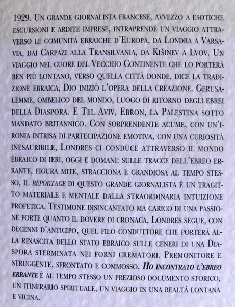 HO INCONTRATO L'EBREO ERRANTE. 1929: DA LONDRA A GERUSALEMME. IL …