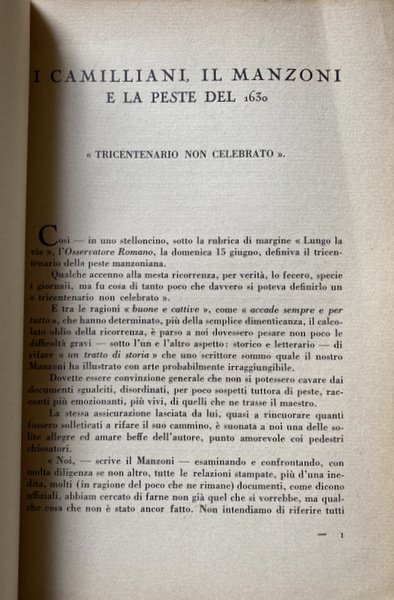 I CAMILLIANI, IL MANZONI E LA PESTE DEL 1630