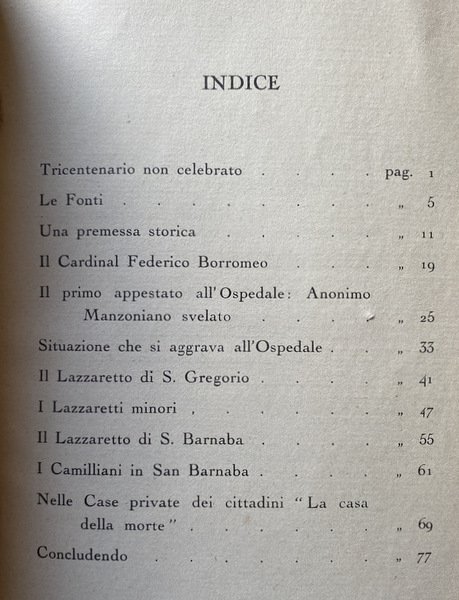 I CAMILLIANI, IL MANZONI E LA PESTE DEL 1630