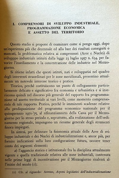 I COMPRENSORI DI SVILUPPO INDUSTRIALE NEL QUADRO DELLA PROGRAMMAZIONE ECONOMICA …