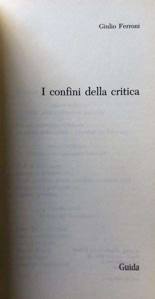 I CONFINI DELLA CRITICA