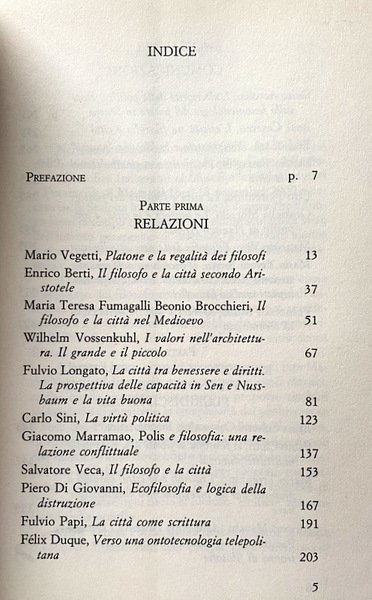 I FILOSOFI E LA CITTÀ. (ATTI DEL CONVEGNO: FRANCAVILLA AL …