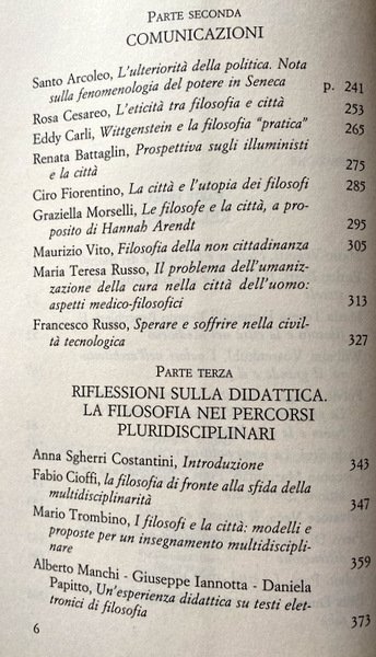 I FILOSOFI E LA CITTÀ. (ATTI DEL CONVEGNO: FRANCAVILLA AL …