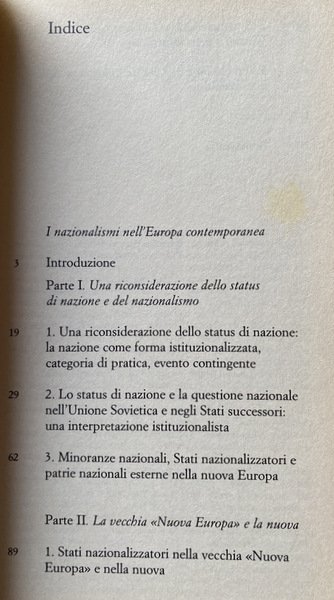 I NAZIONALISMI NELL'EUROPA CONTEMPORANEA