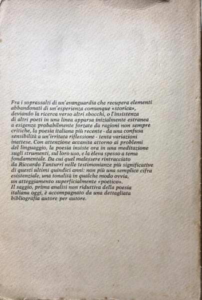 I SIMBOLI DEL MALESSERE. LA POESIA ITALIANA (1964-1975)