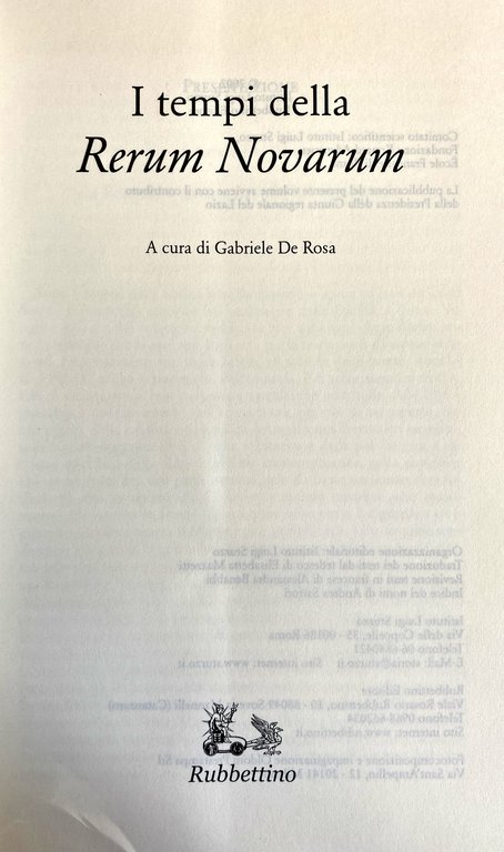 I TEMPI DELLA RERUM NOVARUM