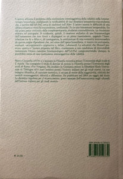 IDEE PER UNA FENOMENOLOGIA DELL'IMMANENZA. LA COSTITUZIONE INTERSOGGETTIVA DELLA VALIDITÀ …