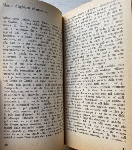 IDEOLOGIA LETTERARIA E SCUOLA DI MASSA. PER UN'ANALISI SOCIALE DELL'ORGANIZZAZIONE …