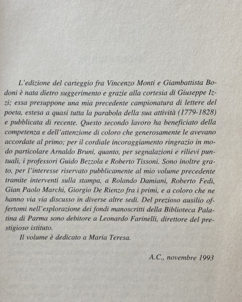 IL CARTEGGIO MONTI-BODONI CON ALTRI DOCUMENTI MONTIANI