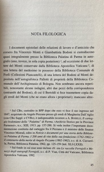 IL CARTEGGIO MONTI-BODONI CON ALTRI DOCUMENTI MONTIANI