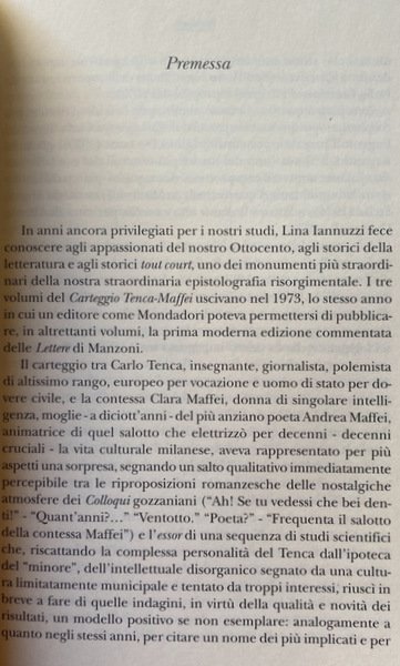 IL CARTEGGIO TENCA-MAFFEI. STORIA, LETTERATURA E ARTE NELL'ITALIA DEL RISORGIMENTO. …