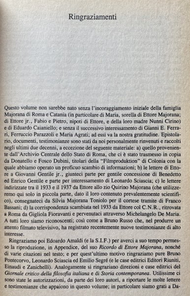 IL CASO MAJORANA. LETTERE, TESTIMONIANZE, DOCUMENTI