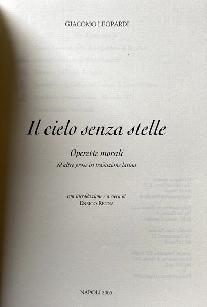 IL CIELO SENZA STELLE. OPERETTE MORALI ED ALTRE PROSE IN …