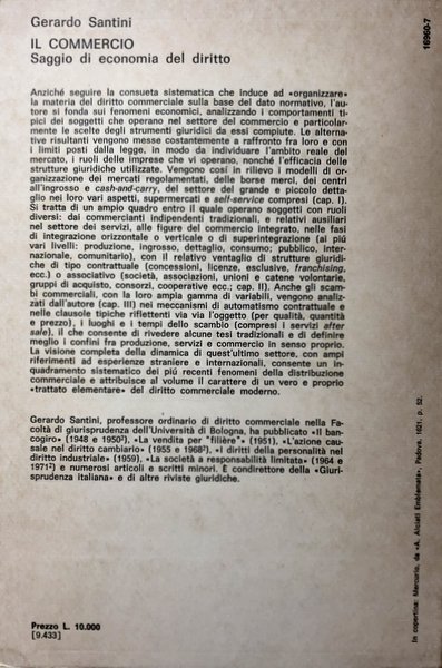 IL COMMERCIO. SAGGIO DI ECONOMIA DEL DIRITTO