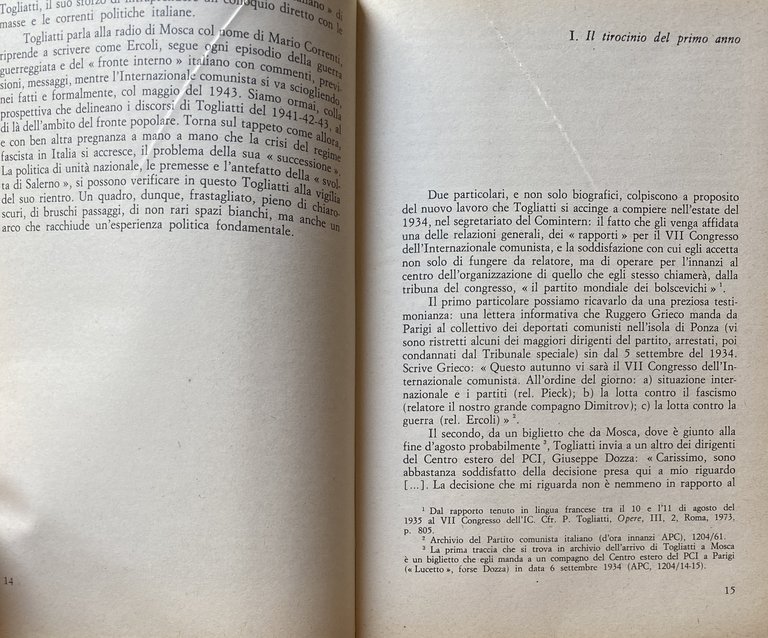 IL COMPAGNO ERCOLI: TOGLIATTI SEGRETARIO DELL'INTERNAZIONALE