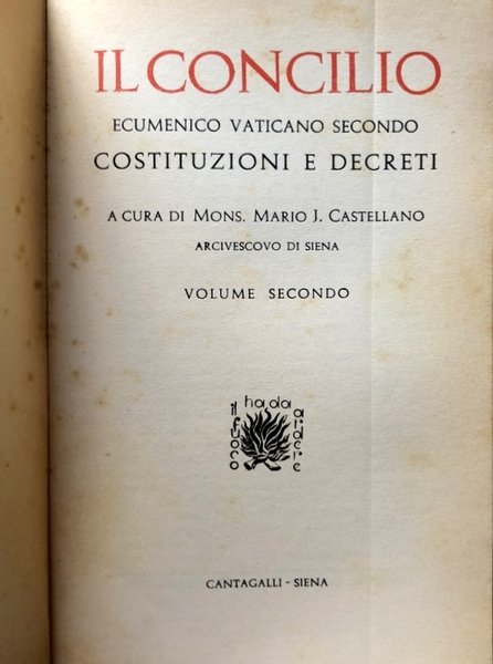 IL CONCILIO ECUMENICO VATICANO SECONDO COSTITUZIONI E DECRETI