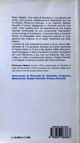 IL COSTRUTTORE SOLNESS. A CURA DI FRANCESCA MALARA