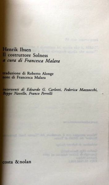 IL COSTRUTTORE SOLNESS. A CURA DI FRANCESCA MALARA