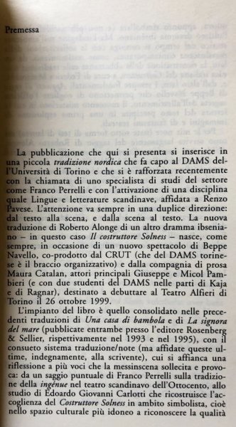 IL COSTRUTTORE SOLNESS. A CURA DI FRANCESCA MALARA