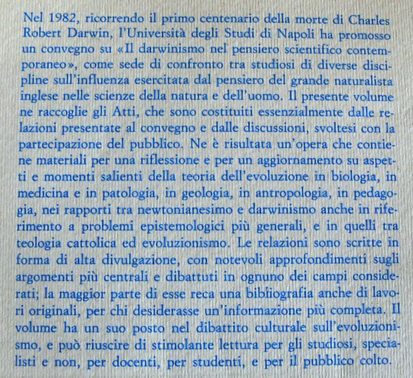 IL DARWINISMO NEL PENSIERO SCIENTIFICO CONTEMPORANEO