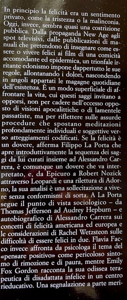 IL DOVERE DELLA FELICITÀ. A CURA DI ALESSANDRO CARRERA, FILIPPO …