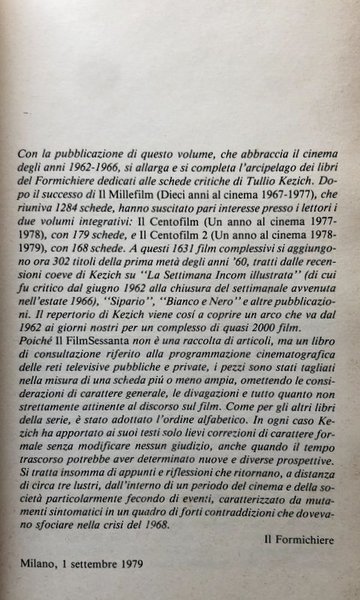 IL FILM SESSANTA. IL CINEMA DEGLI ANNI 1962-1966