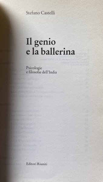 IL GENIO E LA BALLERINA. PSICOLOGIE E FILOSOFIE DELL'INDIA