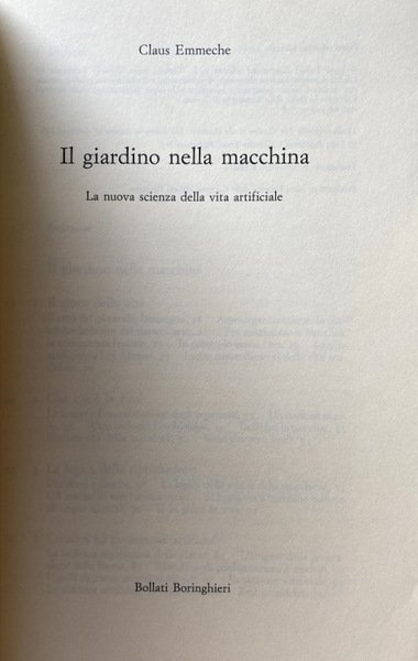 IL GIARDINO NELLA MACCHINA DELLA VITA ARTIFICIALE