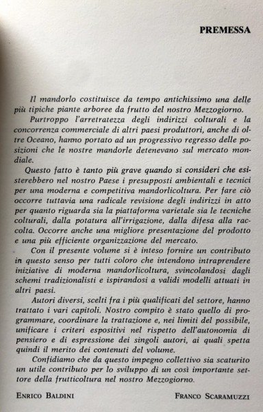 IL MANDORLO. FRUTTICOLTURA ANNI '80. A CURA DI ENRICO BALDINI, …