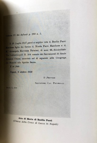 IL MARCHESE BASILIO PUOTI E UNA SUA CORRISPONDENZA