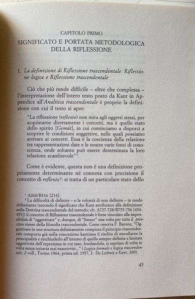 IL METODO DELLA RIFLESSIONE NELLA CRITICA DELLA RAGION PURA. IMPLICAZIONI …